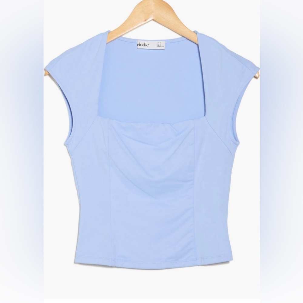 Elodie Sky Blue Cap Sleeve Blouse